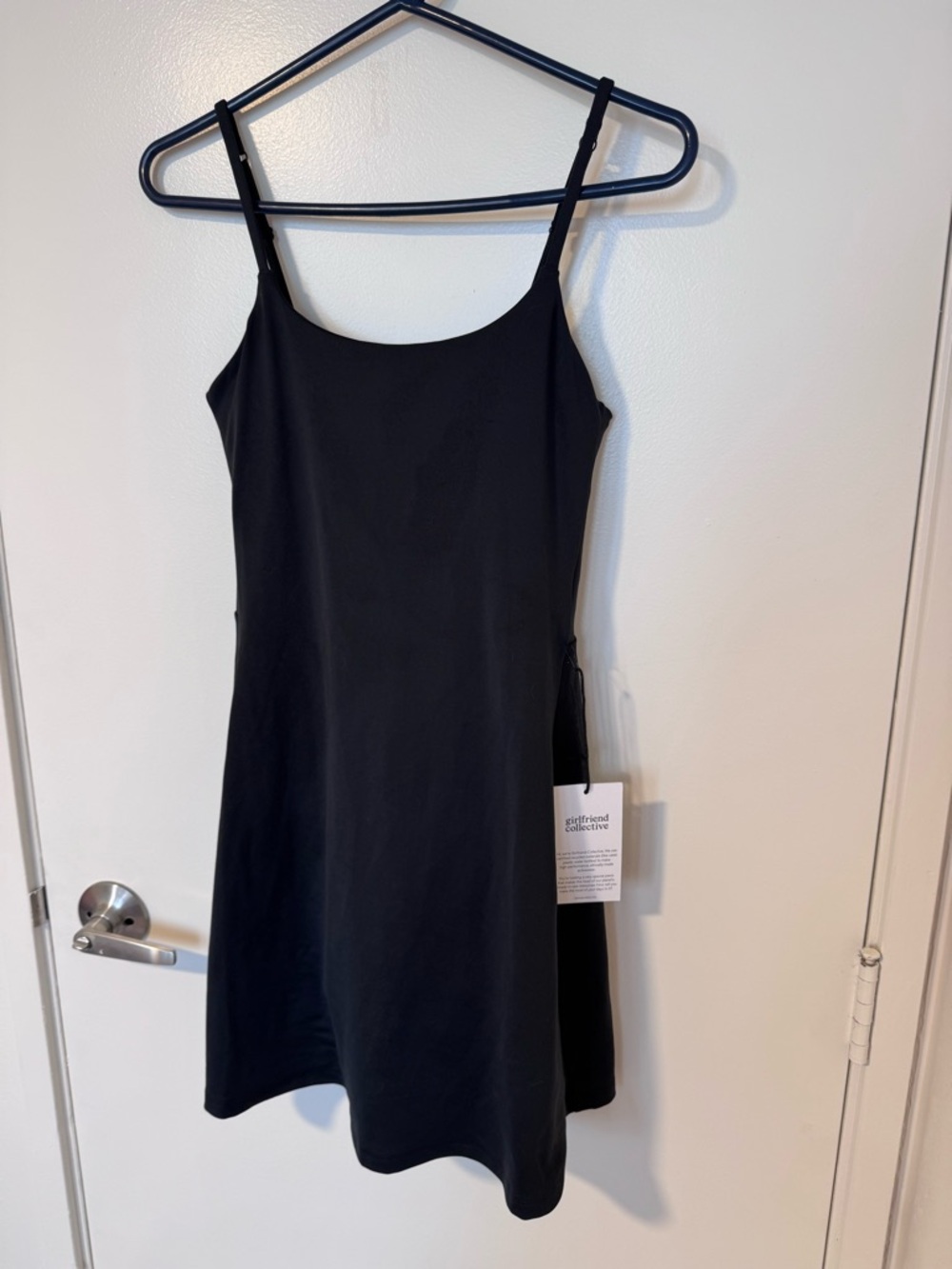 girlfriend collective Black Active Dress w/ Adjustable Straps & Attached Shorts
